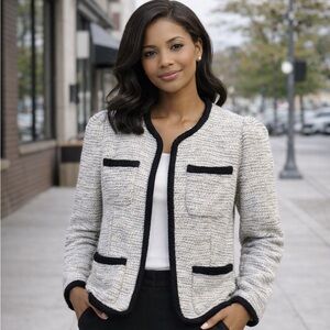 Duras Ambient Tweed Bouclé Jacket with Black Trim – Size 1 (XS/S)